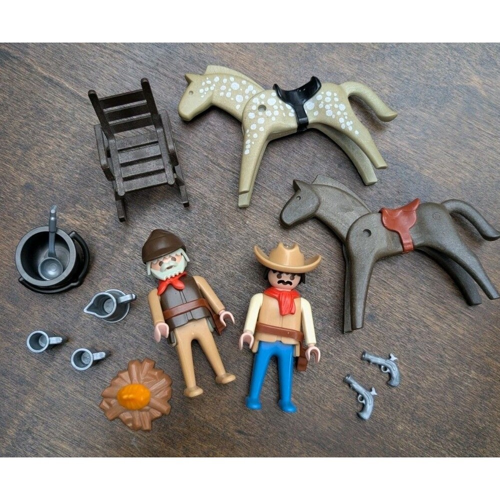 Vintage Playmobil Cowboy Western Horses Farm Camping Lot Figures Accessories